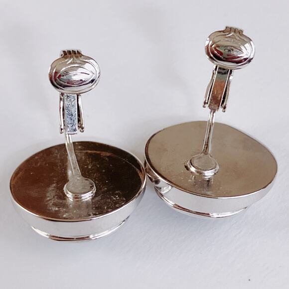 VTG Signed Sarah Coventry Clip Earrings Necklace Set Black Glass Silver Tone 70s - Picture 8 of 13